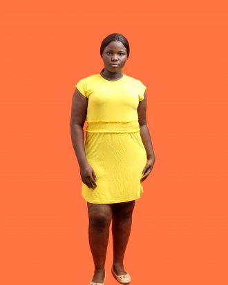Yellow Waisted T-shirt Dress
