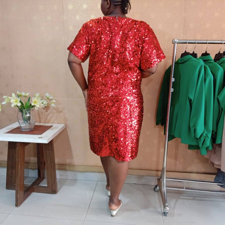 Red Sequin A line Dress
