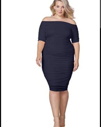 Ruched Dress- Navy Blue