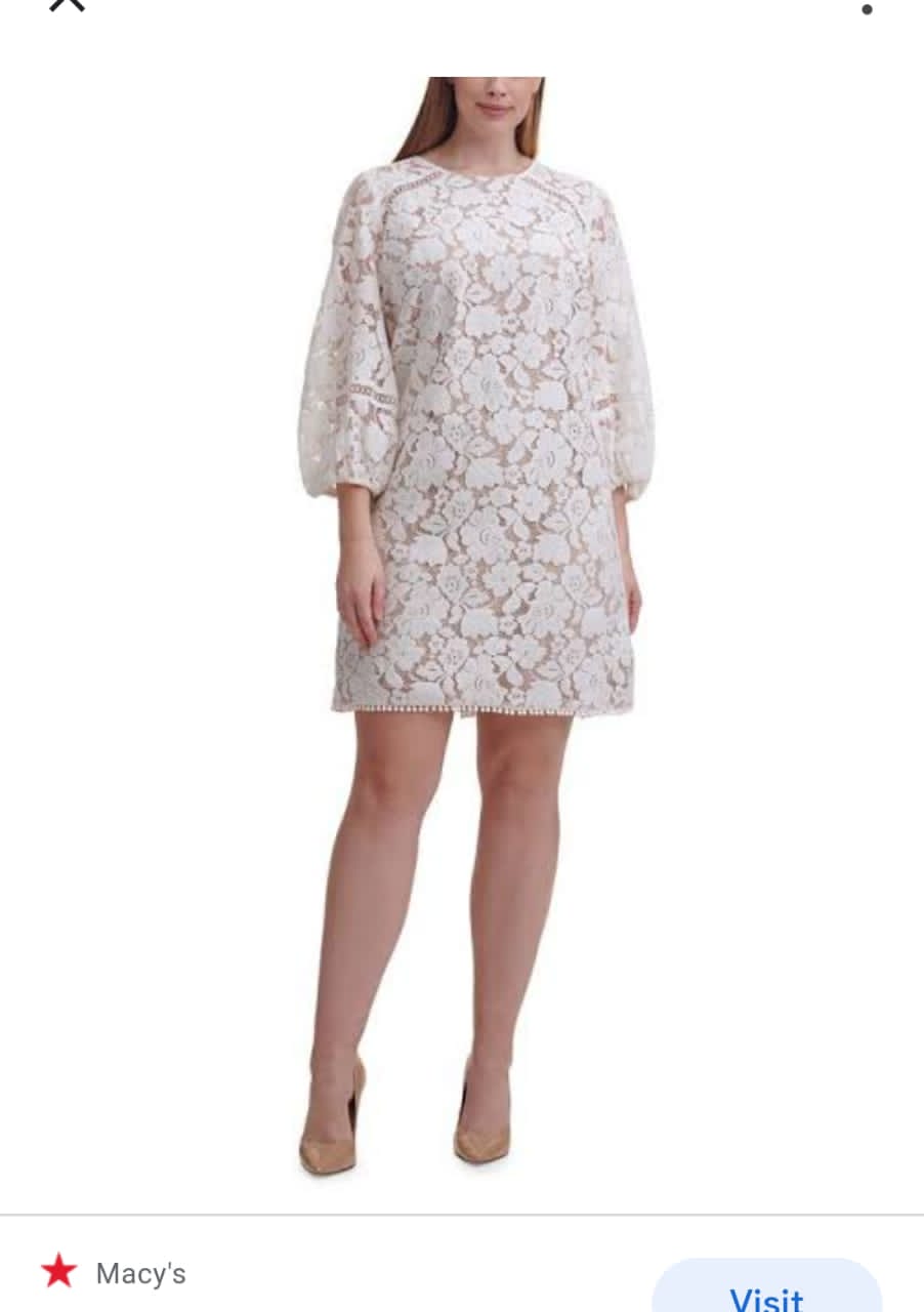 Lacey Bubble Sleeve Dress-White